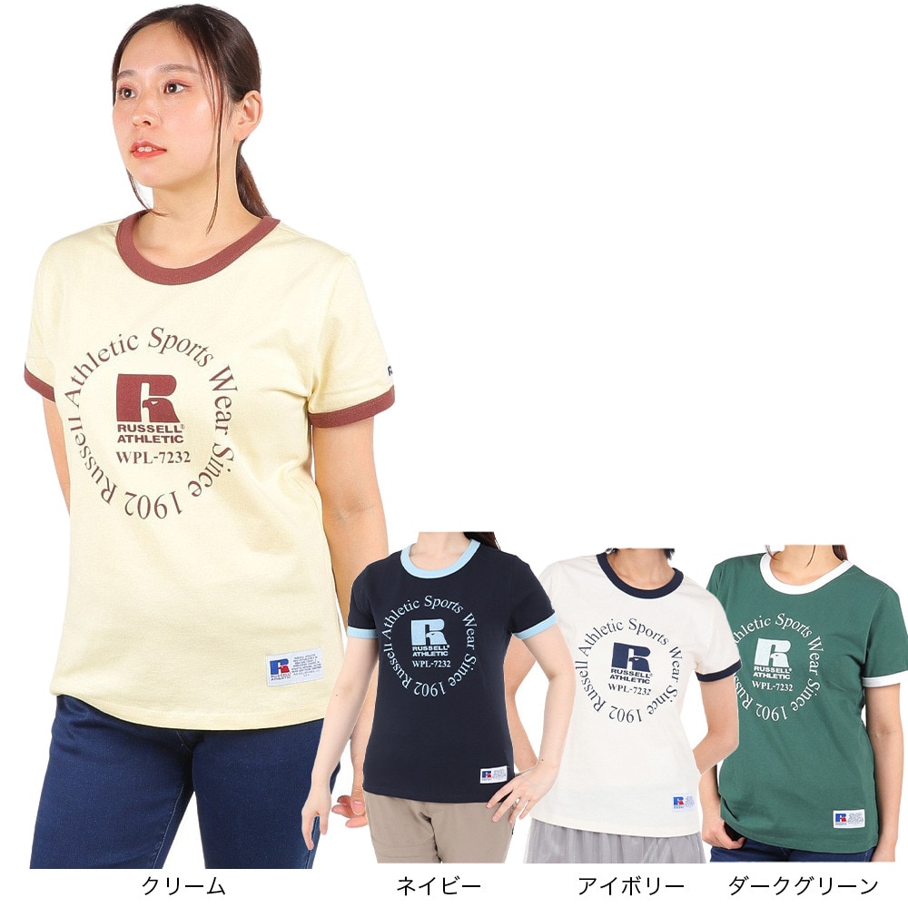 ラッセル（RUSSELL）（レディース）16/-OE REGリンガー 半袖Tシャツ RBL24S1003 DGRN