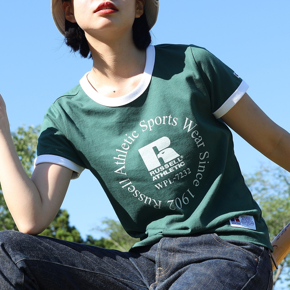 ラッセル（RUSSELL）（レディース）16/-OE REGリンガー 半袖Tシャツ RBL24S1003 DGRN
