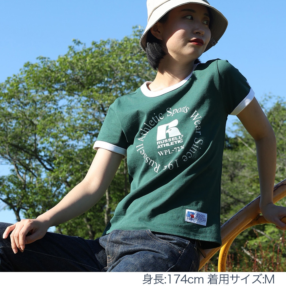 ラッセル（RUSSELL）（レディース）16/-OE REGリンガー 半袖Tシャツ RBL24S1003 DGRN