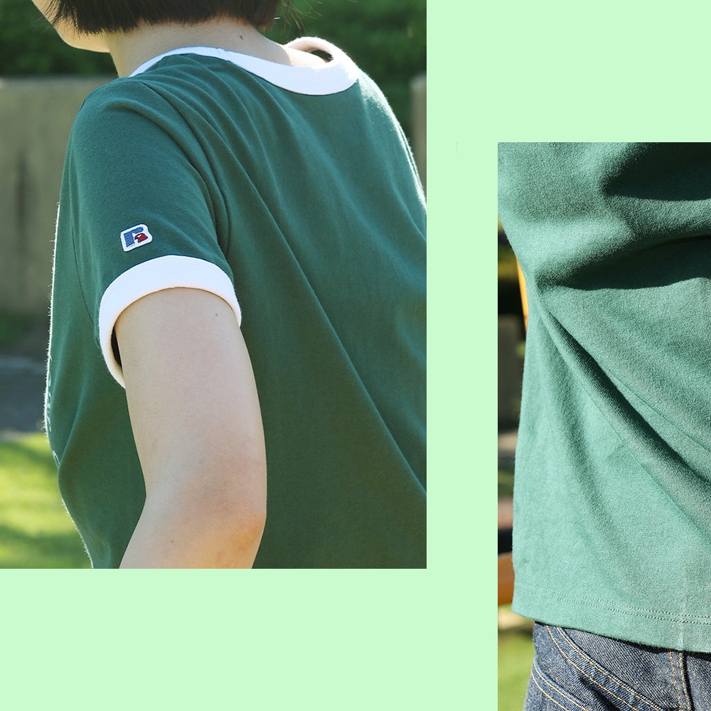 ラッセル（RUSSELL）（レディース）16/-OE REGリンガー 半袖Tシャツ RBL24S1003 DGRN