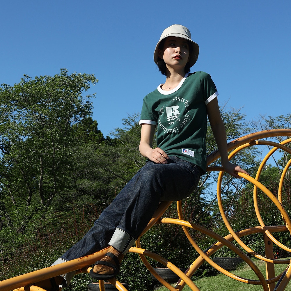 ラッセル（RUSSELL）（レディース）16/-OE REGリンガー 半袖Tシャツ RBL24S1003 DGRN
