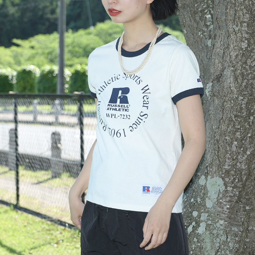 ラッセル（RUSSELL）（レディース）16/-OE REGリンガーTシャツ RBL24S1003 IVR