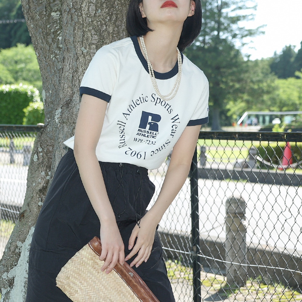 ラッセル（RUSSELL）（レディース）16/-OE REGリンガーTシャツ RBL24S1003 IVR
