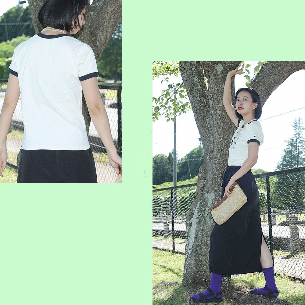 ラッセル（RUSSELL）（レディース）16/-OE REGリンガーTシャツ RBL24S1003 IVR