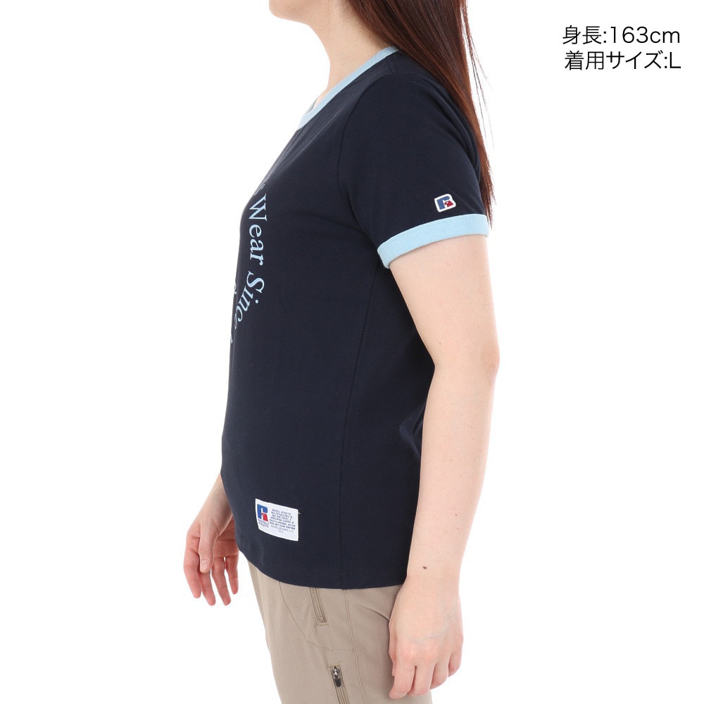 ラッセル（RUSSELL）（レディース）16/-OE REGリンガー 半袖Tシャツ RBL24S1003 NVY