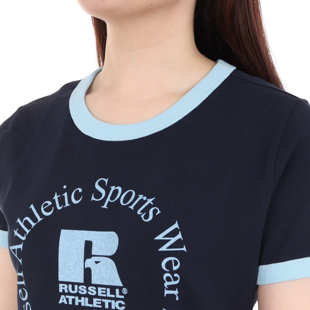 ラッセル（RUSSELL）（レディース）16/-OE REGリンガー 半袖Tシャツ RBL24S1003 NVY
