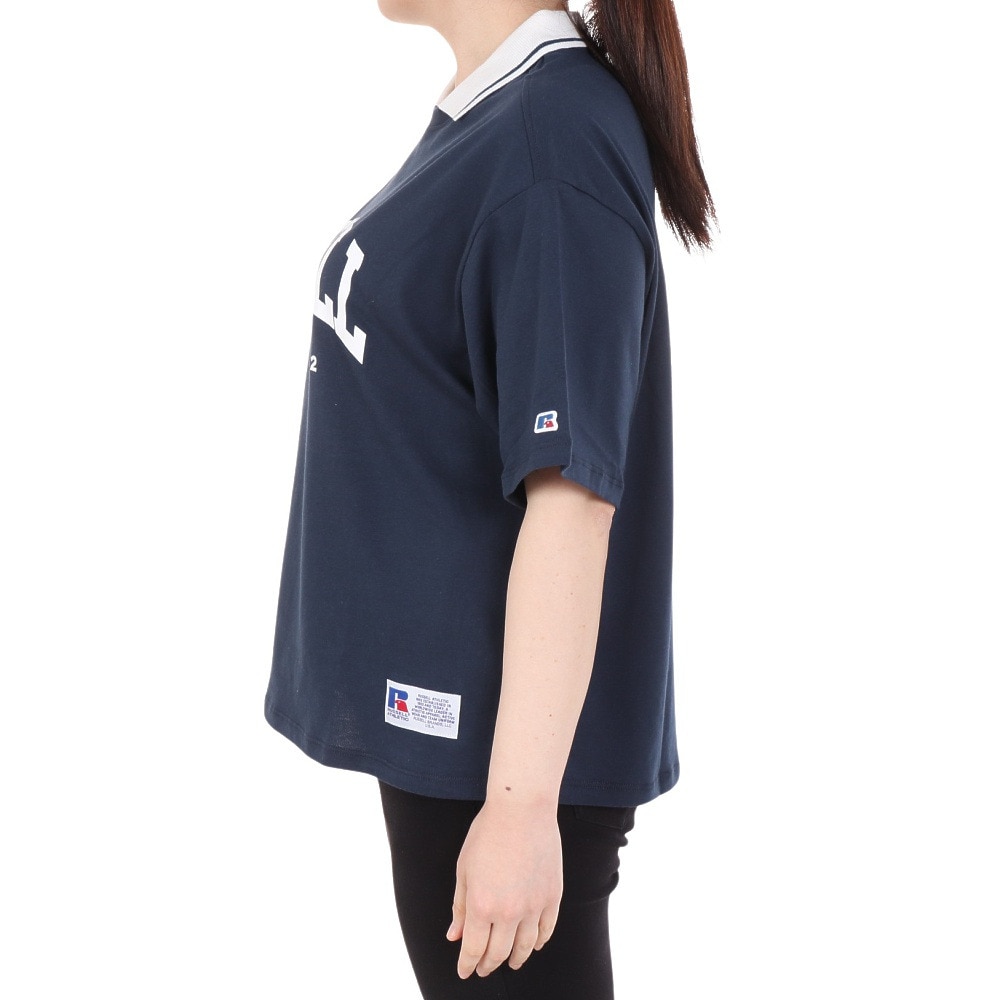 ラッセル（RUSSELL）（レディース）襟付き カレッジ ワイド Tシャツ RBL24S1012 NVY