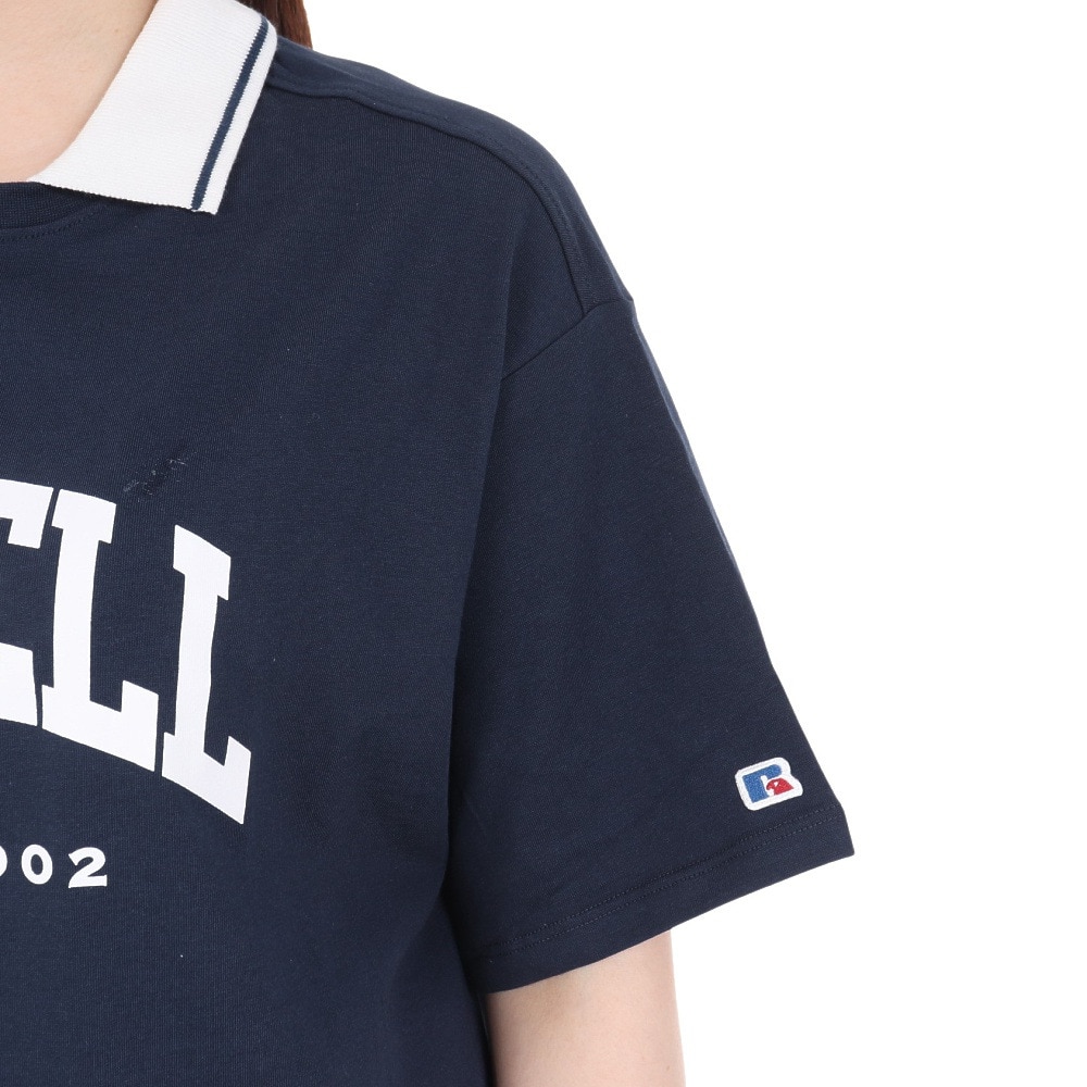 ラッセル（RUSSELL）（レディース）襟付き カレッジ ワイド Tシャツ RBL24S1012 NVY