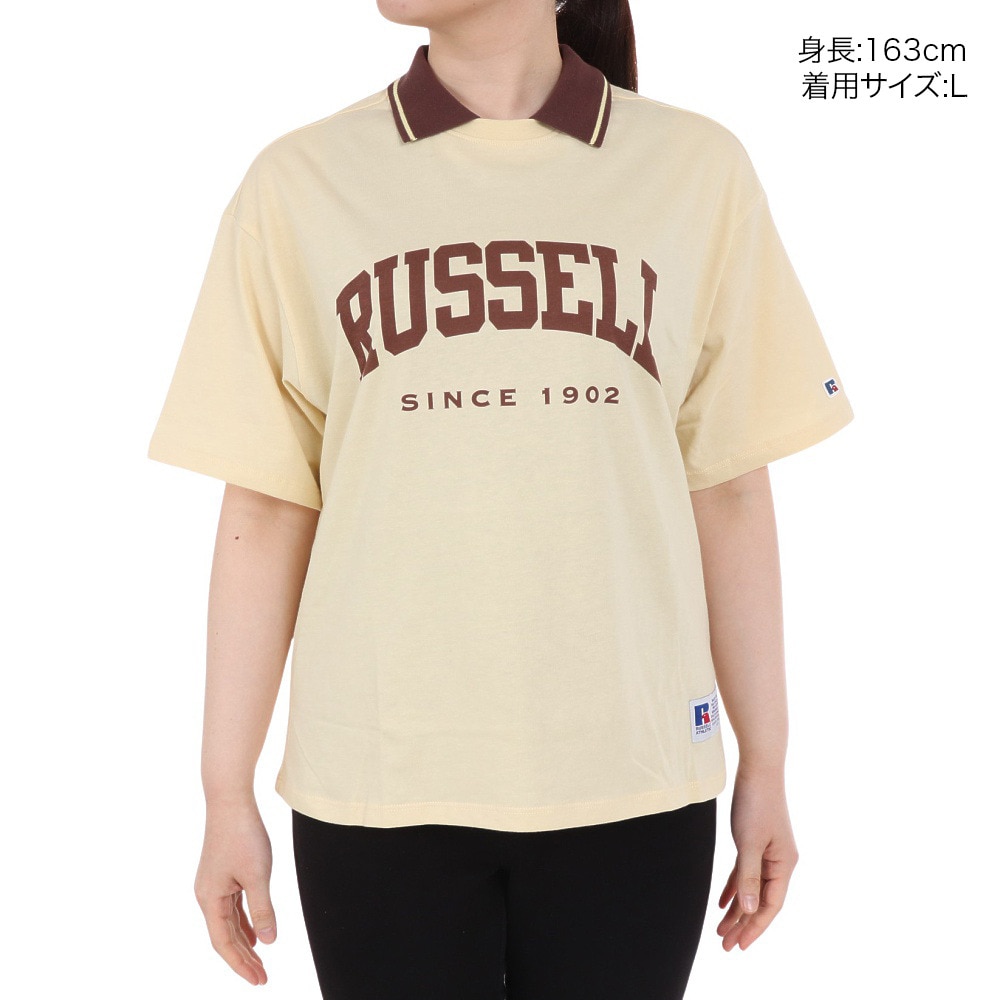 ラッセル（RUSSELL）（レディース）襟付き カレッジ ワイド Tシャツ RBL24S1012 CRM