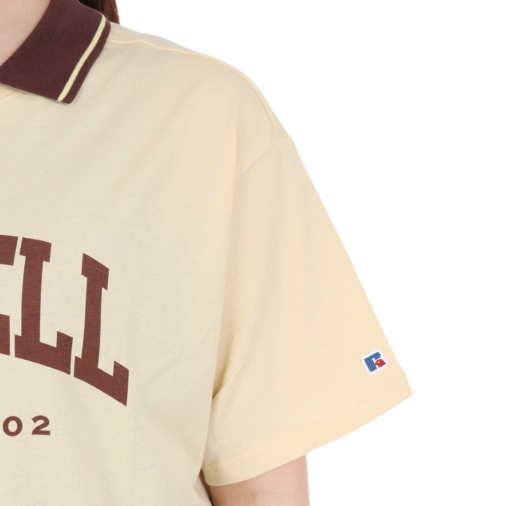 ラッセル（RUSSELL）（レディース）襟付き カレッジ ワイド Tシャツ RBL24S1012 CRM