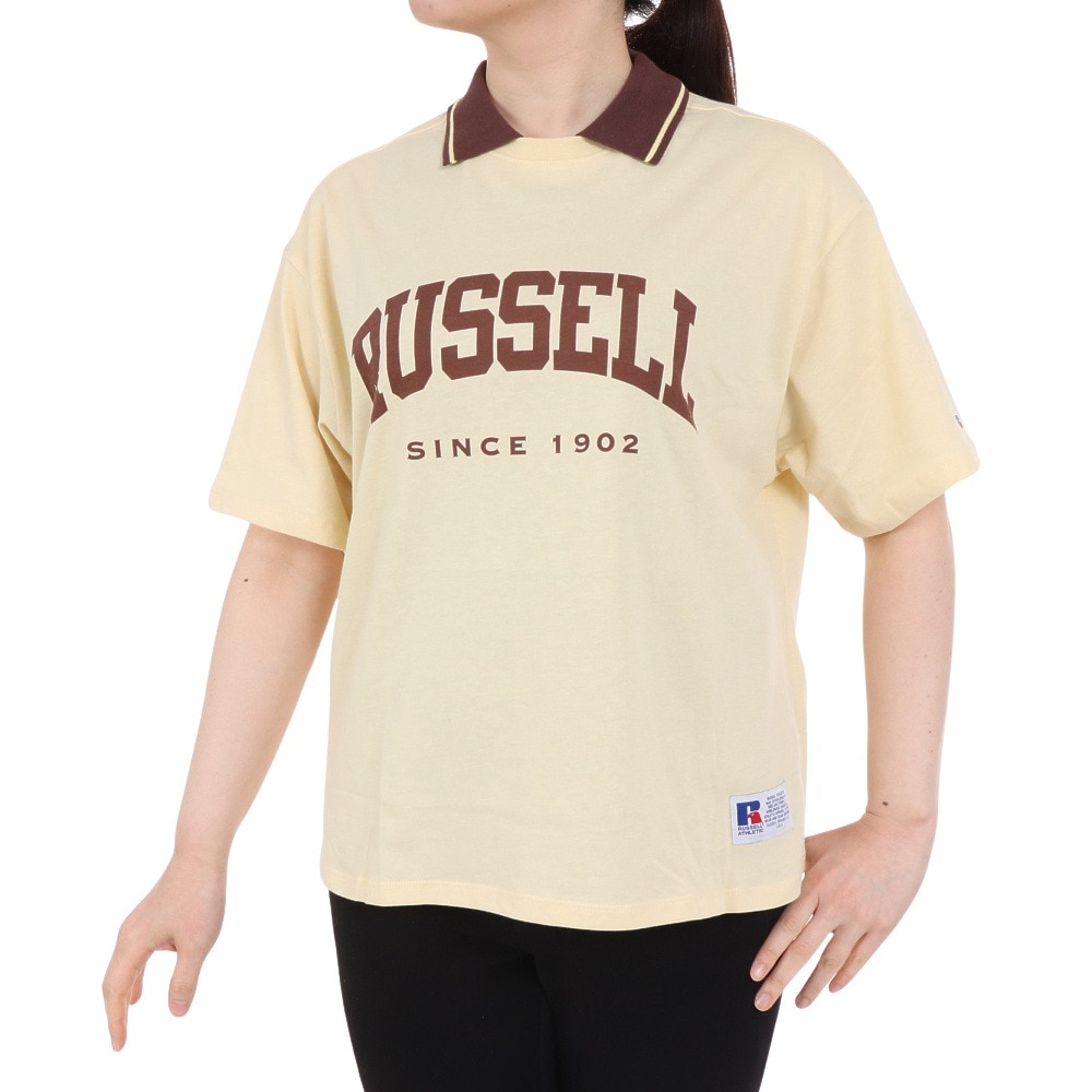 ラッセル（RUSSELL）（レディース）襟付き カレッジ ワイド Tシャツ RBL24S1012 CRM