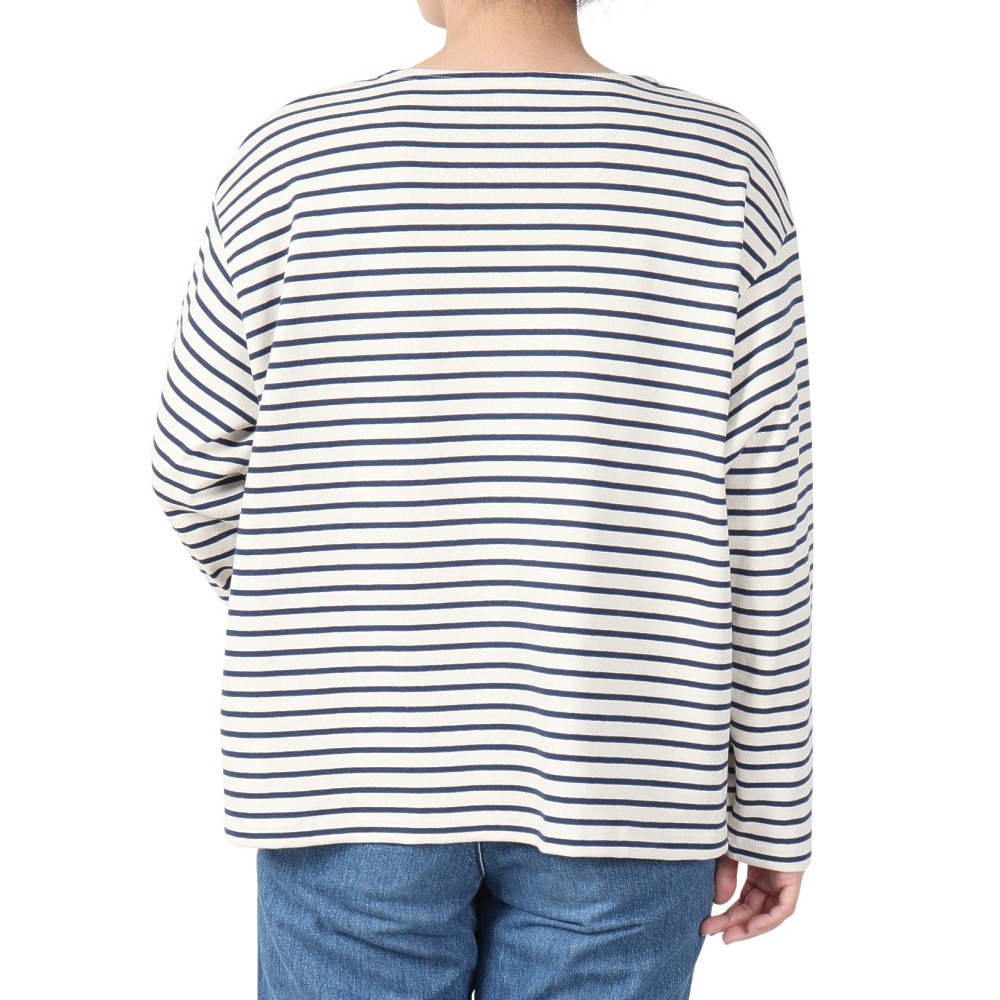オーシバル（ORCIVAL）（レディース）COTTON LOURD WIDE BOAT NECK BASQUE シャツ B249CLN ECRUxDEEP INDIGO