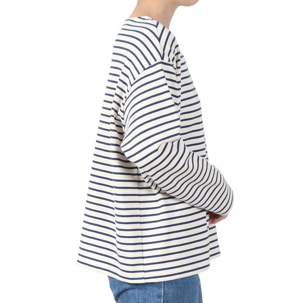 オーシバル（ORCIVAL）（レディース）COTTON LOURD WIDE BOAT NECK BASQUE シャツ B249CLN ECRUxDEEP INDIGO