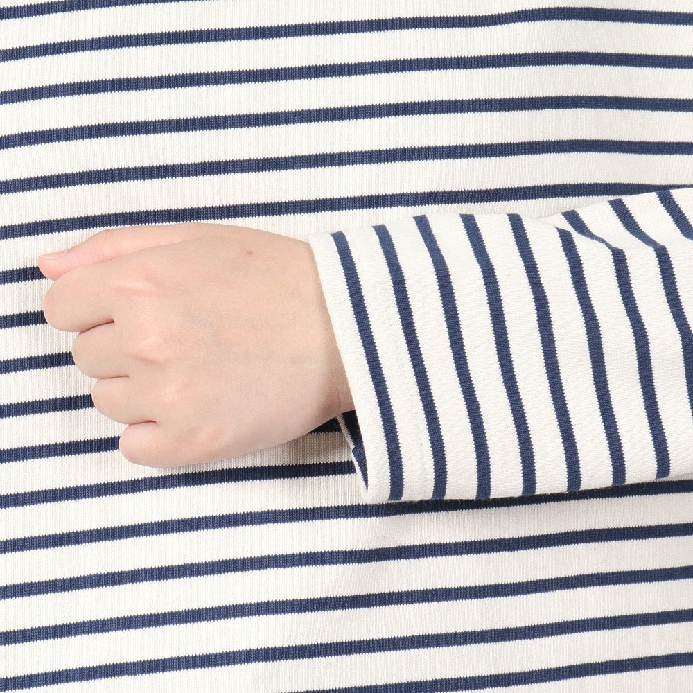 オーシバル（ORCIVAL）（レディース）COTTON LOURD WIDE BOAT NECK BASQUE シャツ B249CLN ECRUxDEEP INDIGO