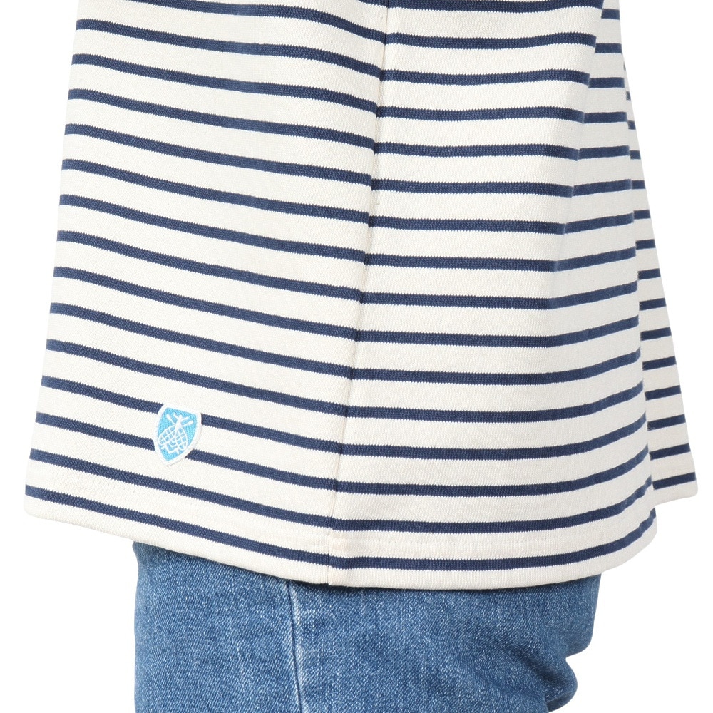 オーシバル（ORCIVAL）（レディース）COTTON LOURD WIDE BOAT NECK BASQUE シャツ B249CLN ECRUxDEEP INDIGO