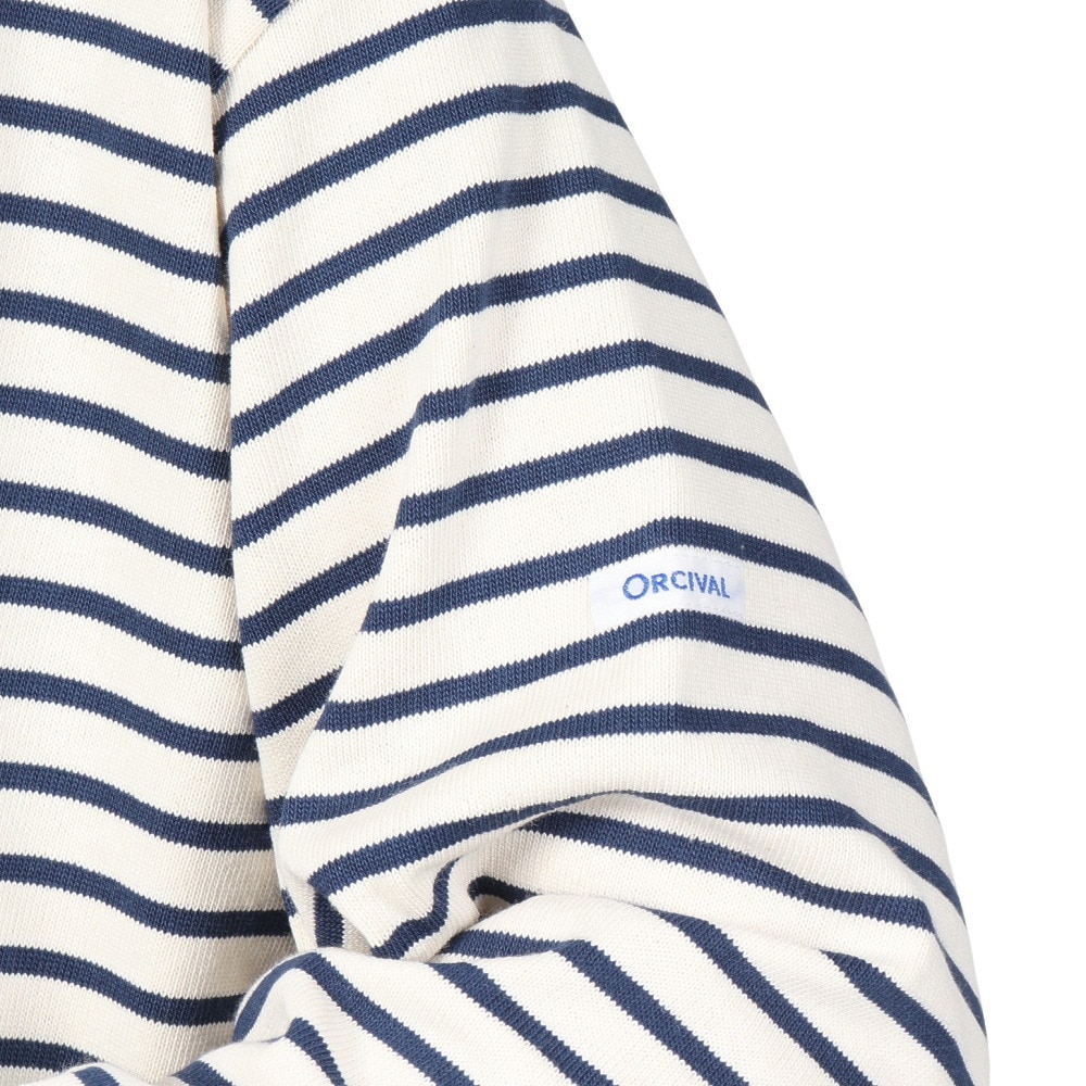 オーシバル（ORCIVAL）（レディース）COTTON LOURD WIDE BOAT NECK BASQUE シャツ B249CLN ECRUxDEEP INDIGO
