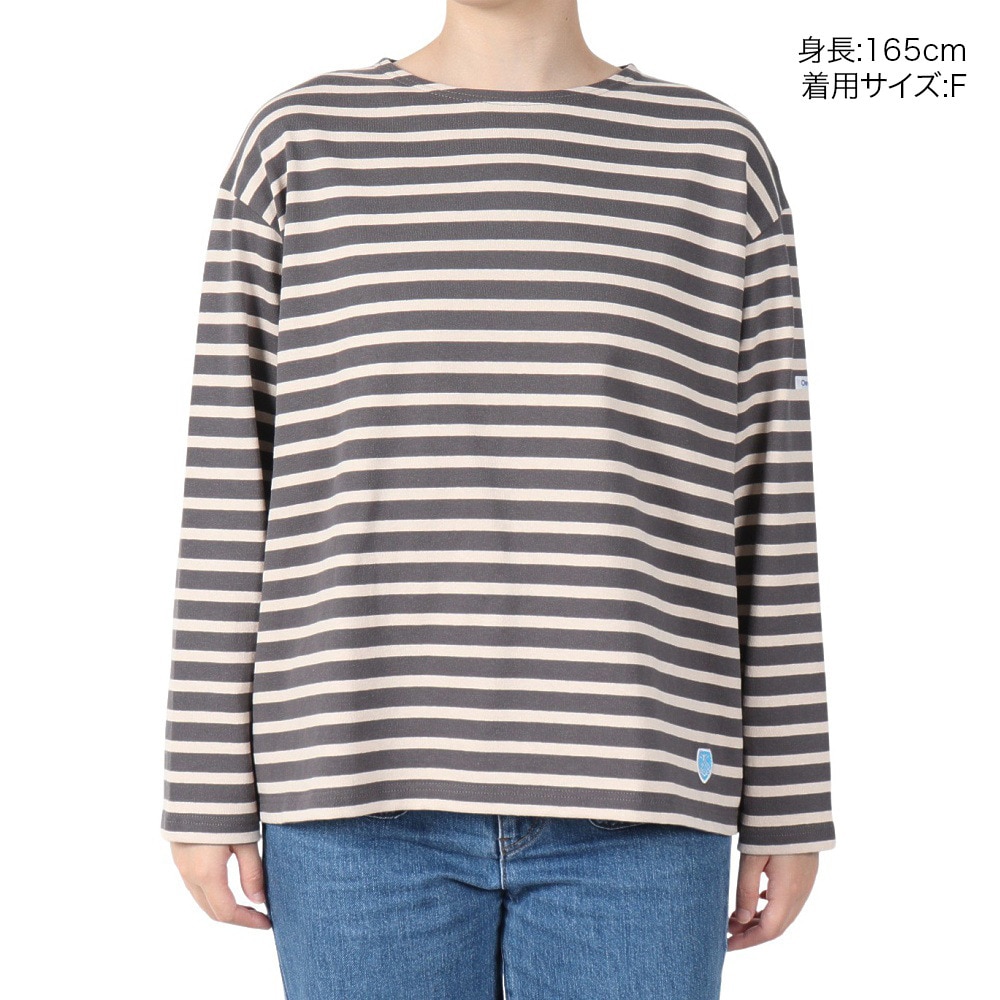 オーシバル（ORCIVAL）（レディース）COTTON LOURD WIDE BOAT NECK BASQUE シャツ B249SMOKExWHEAT
