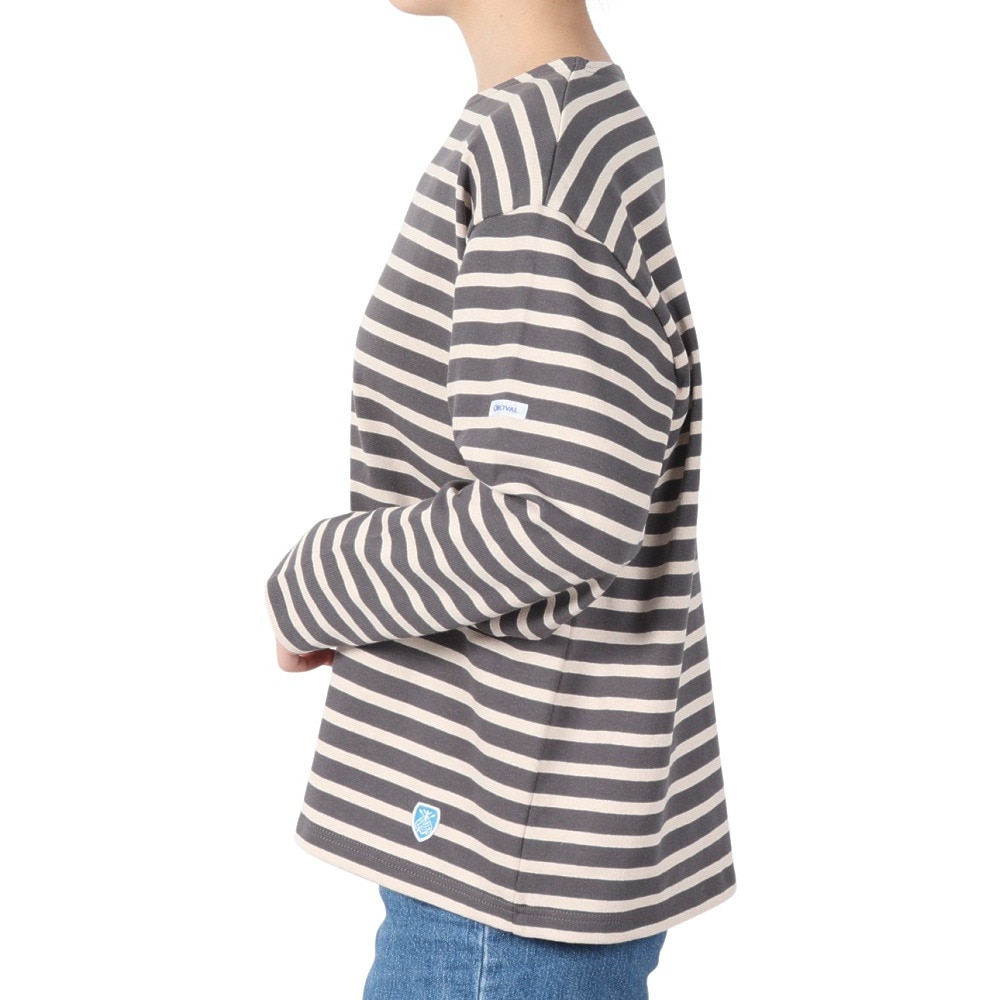 オーシバル（ORCIVAL）（レディース）COTTON LOURD WIDE BOAT NECK BASQUE シャツ B249SMOKExWHEAT