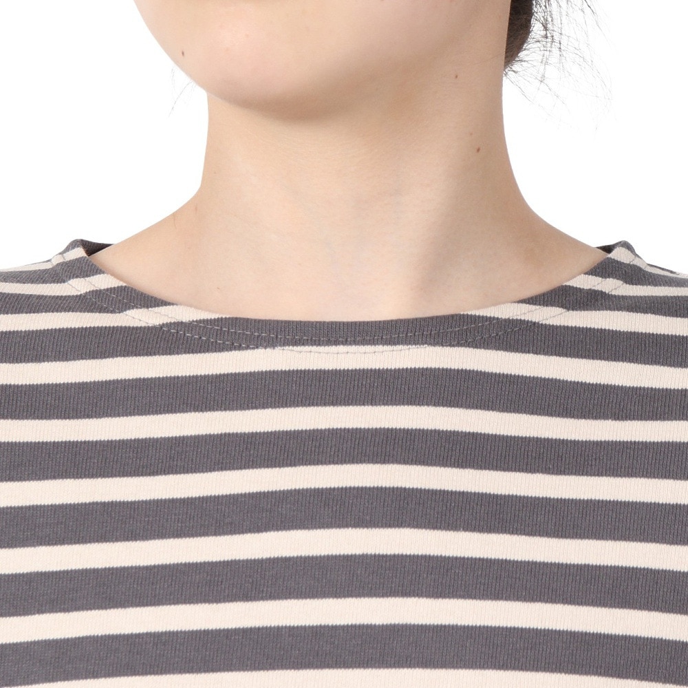 オーシバル（ORCIVAL）（レディース）COTTON LOURD WIDE BOAT NECK BASQUE シャツ B249SMOKExWHEAT