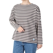 (レディース)COTTON LOURD WIDE BOAT NECK BASQUE シャツ B249SMOKExWHEAT