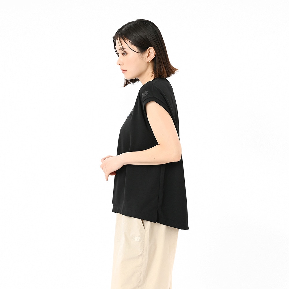 ニューバランス（new balance）（レディース）フレンチスリーブプルオーバーTシャツ AWT55087BK