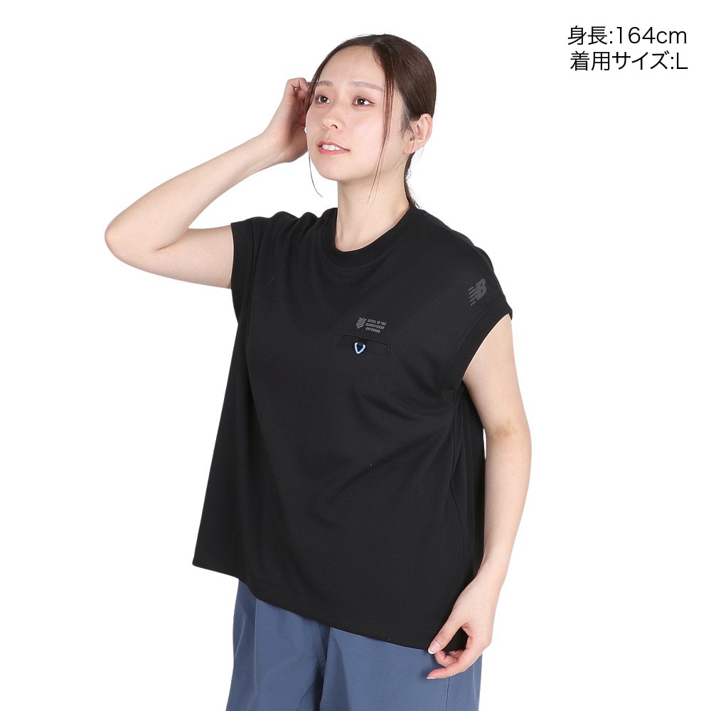 ニューバランス（new balance）（レディース）フレンチスリーブプルオーバーTシャツ AWT55087BK