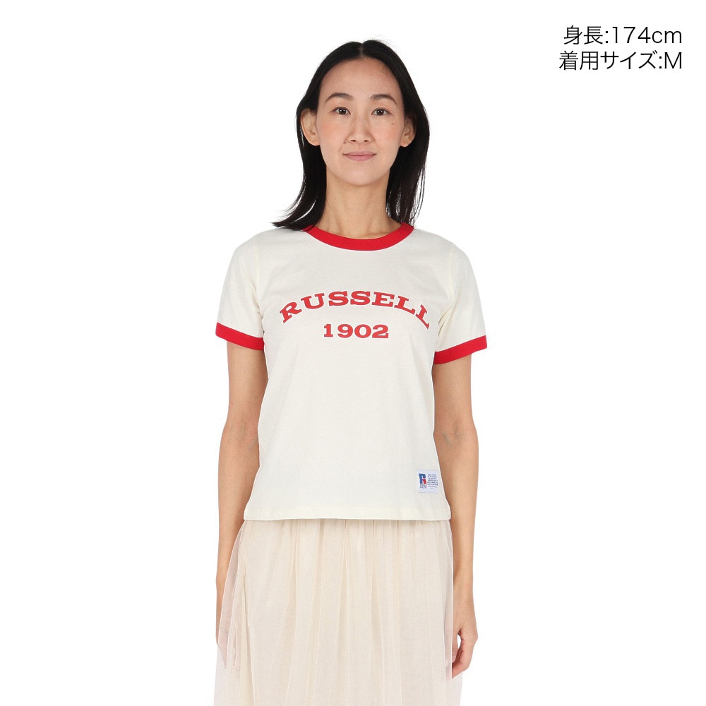 ラッセル（RUSSELL）（レディース）30/ アーチロゴリンガー 半袖Tシャツ RBL25S1001 IVR