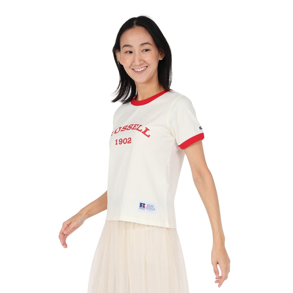 ラッセル（RUSSELL）（レディース）30/ アーチロゴリンガー 半袖Tシャツ RBL25S1001 IVR