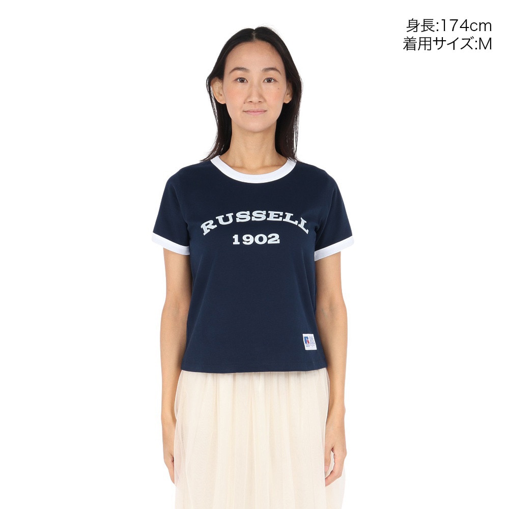 ラッセル（RUSSELL）（レディース）アーチロゴリンガー 半袖Tシャツ RBL25S1001 NVY