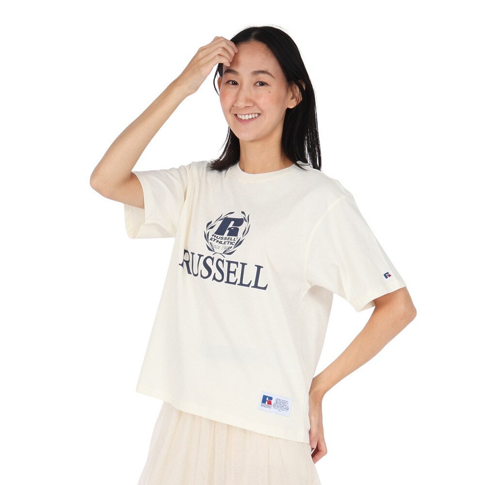 ラッセル（RUSSELL）（レディース）30/ カレッジプリント 半袖Tシャツ RBL25S1002 IVR