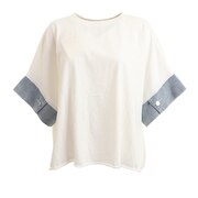 クローバーリーフ（LOVERS' LANE 45）（レディース）Tシャツ レディース 半袖 袖デニム 半袖プルオーバー 12800965-OFF
