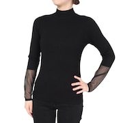 (レディース)袖メッシュ ハイネック 31800311-BLK