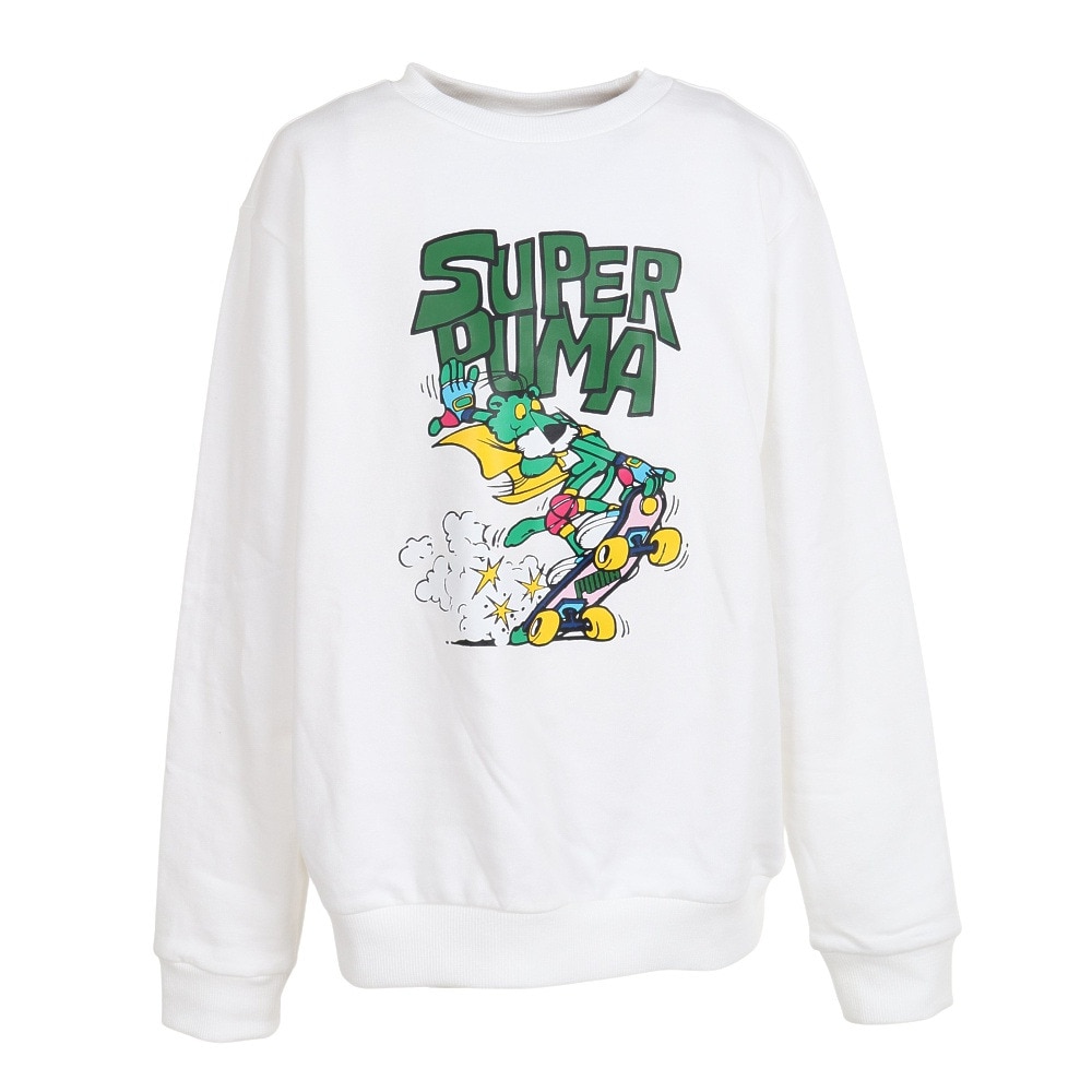 プーマ（PUMA）（キッズ）ジュニア SUPER PUMA クルースウェット 674811 02 WHT