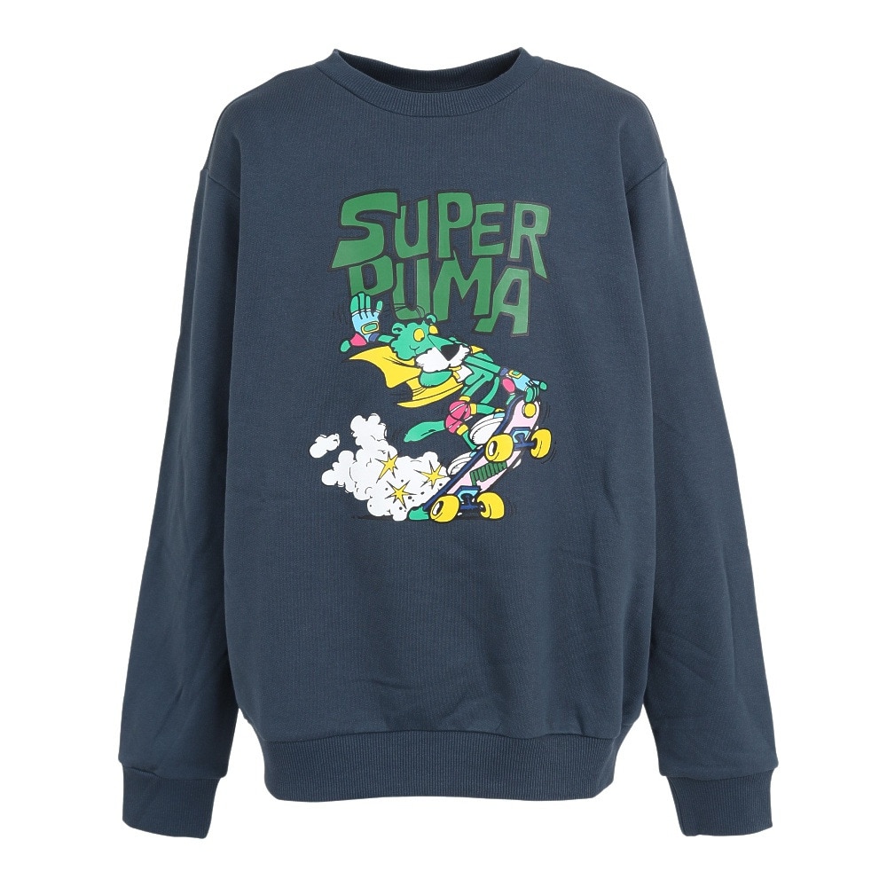 プーマ（PUMA）（キッズ）ジュニア SUPER PUMA クルースウェット 674811 16 NVY