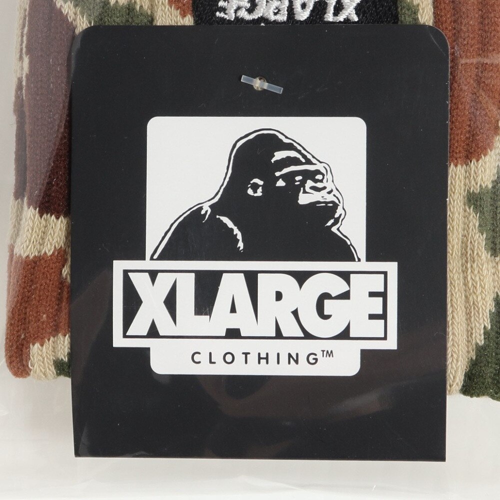 エクストララージ（XLARGE）（メンズ）ソックス メンズ スクエアロゴ ソックス 101231054007-OLIVE