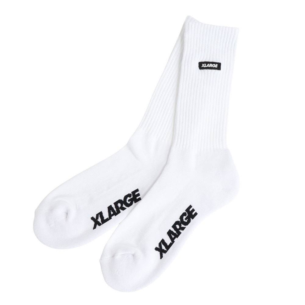 エクストララージ（XLARGE）（メンズ）ソックス メンズ スクエアロゴ ソックス 101231054007-WHITE