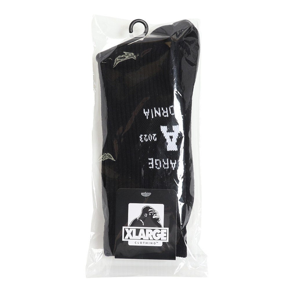 エクストララージ（XLARGE）（メンズ）靴下 カレッジロゴソックス 101231054009-BLACK