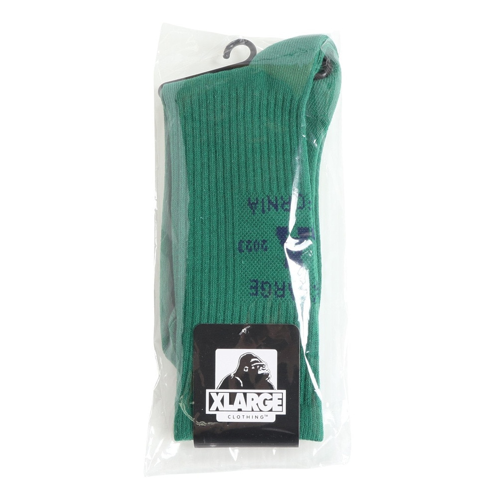 エクストララージ（XLARGE）（メンズ）靴下 カレッジロゴソックス 101231054009-GREEN