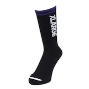 (メンズ)CONTRAST STRIPED STANDARD ロゴ ソックス 101242054007-BLACK