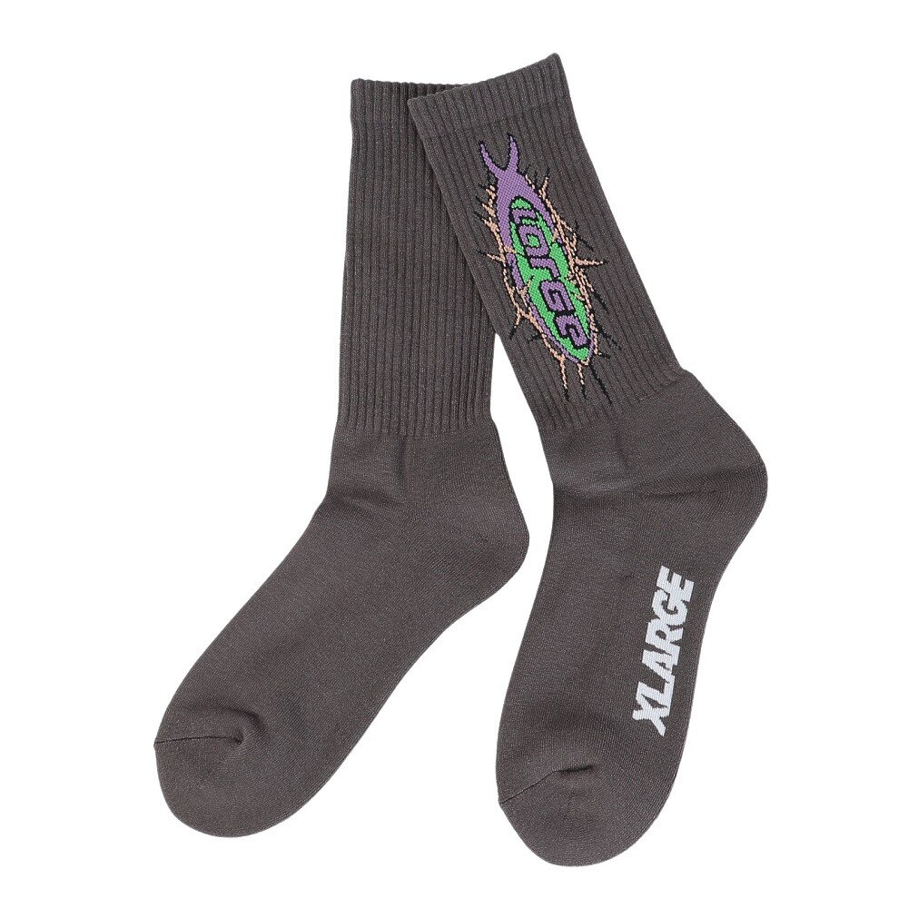エクストララージ（XLARGE）（メンズ）BARBED ワイヤーロゴ ソックス 101242054009-CHARCOAL