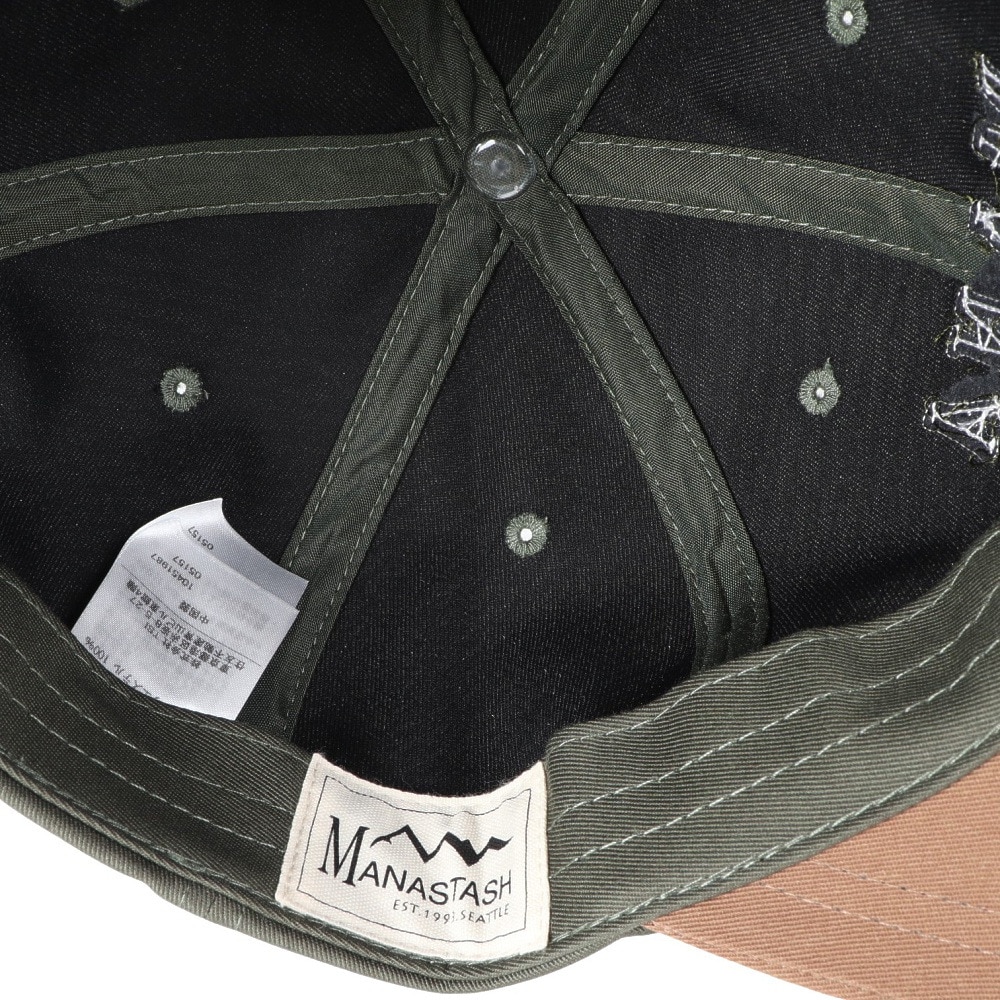 マナスタッシュ（MANASTASH）（メンズ、レディース）カレッジロゴキャップ 792-3274004 OLIVE