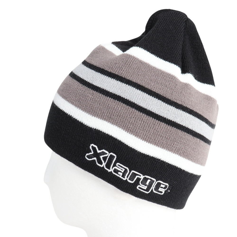 エクストララージ（XLARGE）（メンズ、レディース）SCRATCH LOGO STRIPED シングルビーニー 101241051005-BLACK