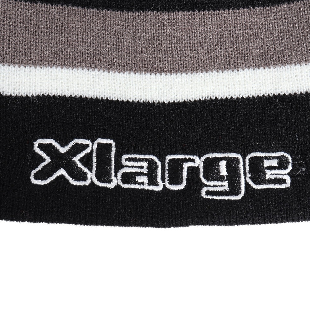エクストララージ（XLARGE）（メンズ、レディース）SCRATCH LOGO STRIPED シングルビーニー 101241051005-BLACK