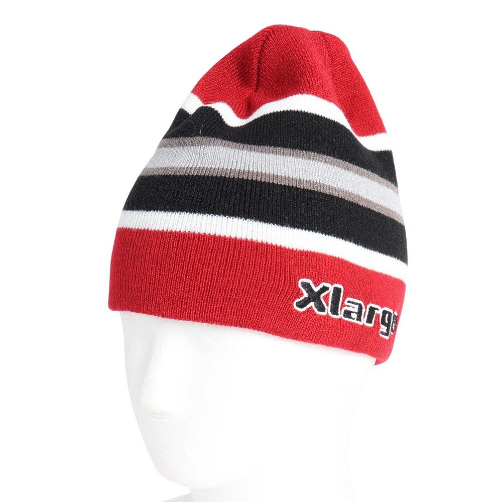 エクストララージ（XLARGE）（メンズ、レディース）SCRATCH LOGO STRIPED シングルビーニー 101241051005-RED