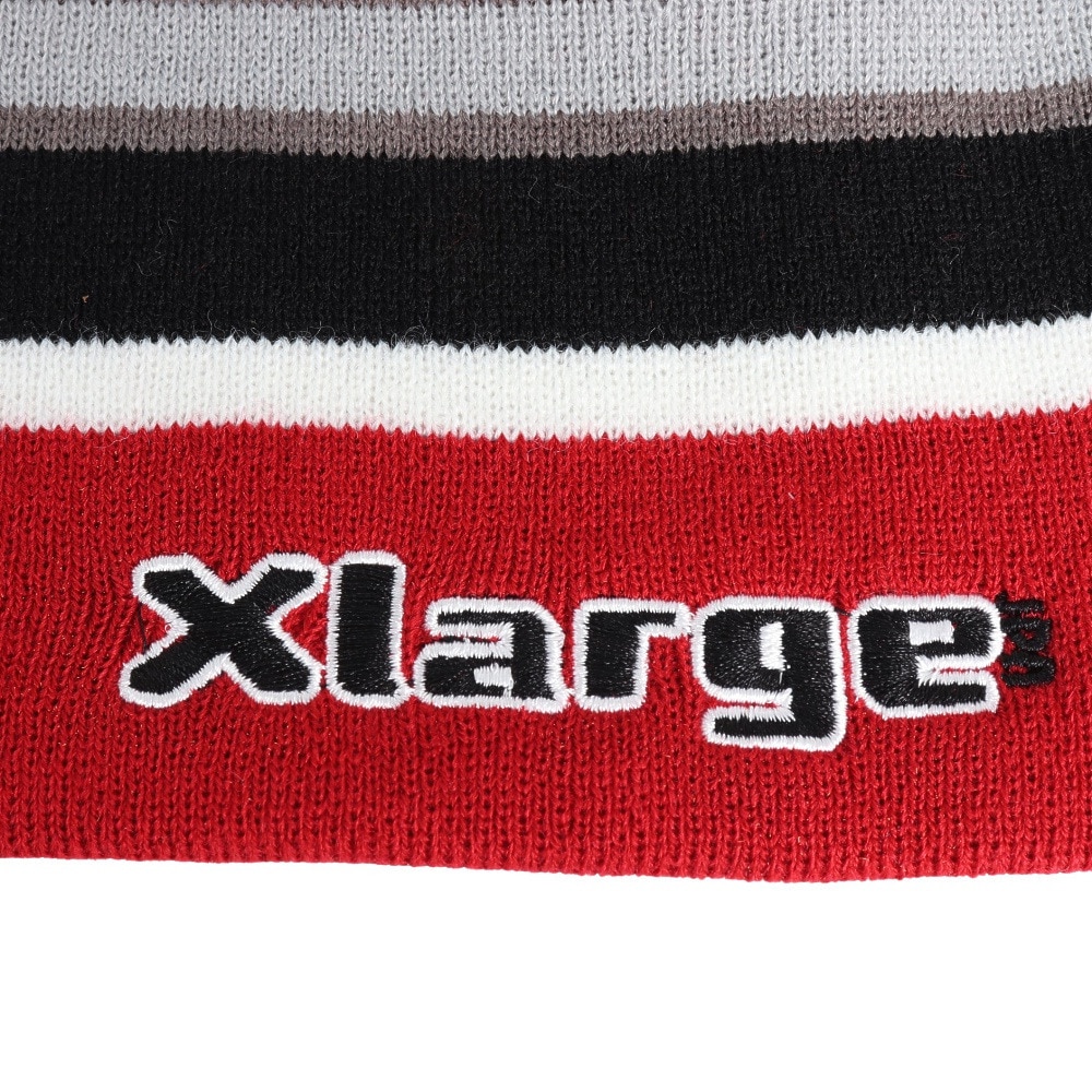 エクストララージ（XLARGE）（メンズ、レディース）SCRATCH LOGO STRIPED シングルビーニー 101241051005-RED