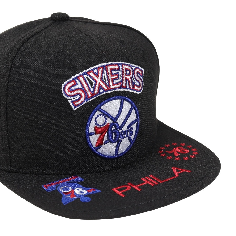 ミッチェルアンドネス（Mitchell&Ness）（メンズ）キャップFRONT LOADED スナップバック 76ers HHSS2997-P76YYPPPBLCK