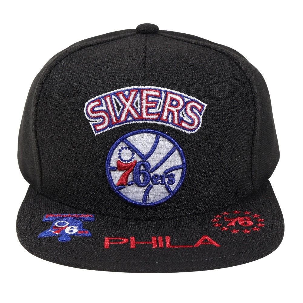 ミッチェルアンドネス（Mitchell&Ness）（メンズ）キャップFRONT LOADED スナップバック 76ers HHSS2997-P76YYPPPBLCK