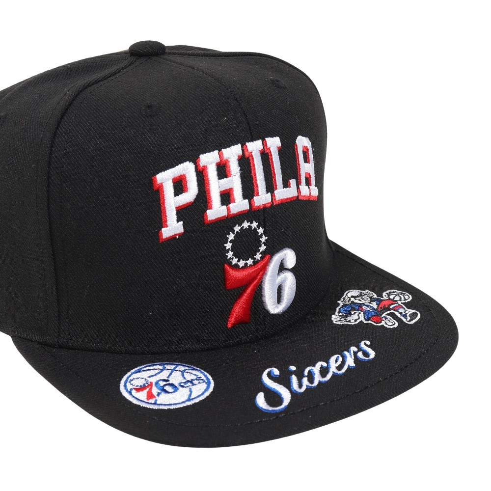 ミッチェルアンドネス（Mitchell&Ness）（メンズ）キャップ FRONT LOADED スナップバック  76ers HHSS2998-P76YYPPPBLCK