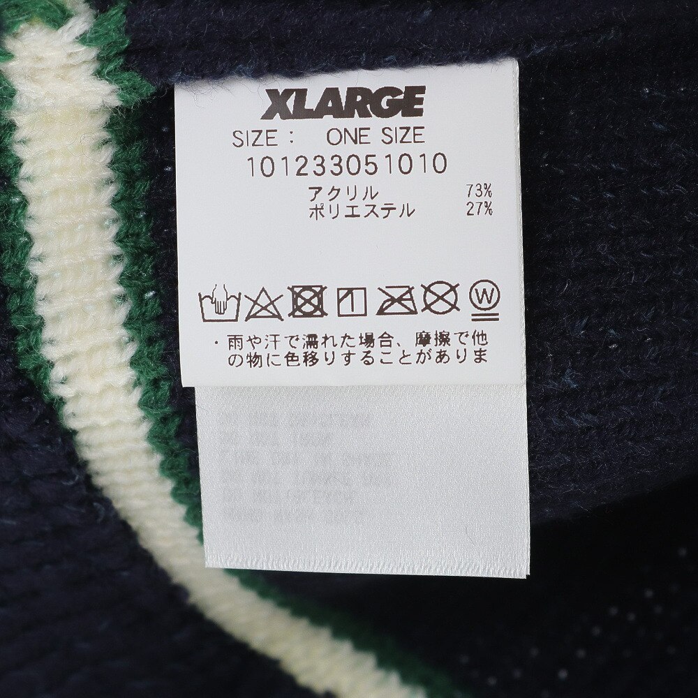 エクストララージ（XLARGE）（メンズ）ニットハット CONTRAST STRIPE CRUSHER HAT 101233051010-NAVY