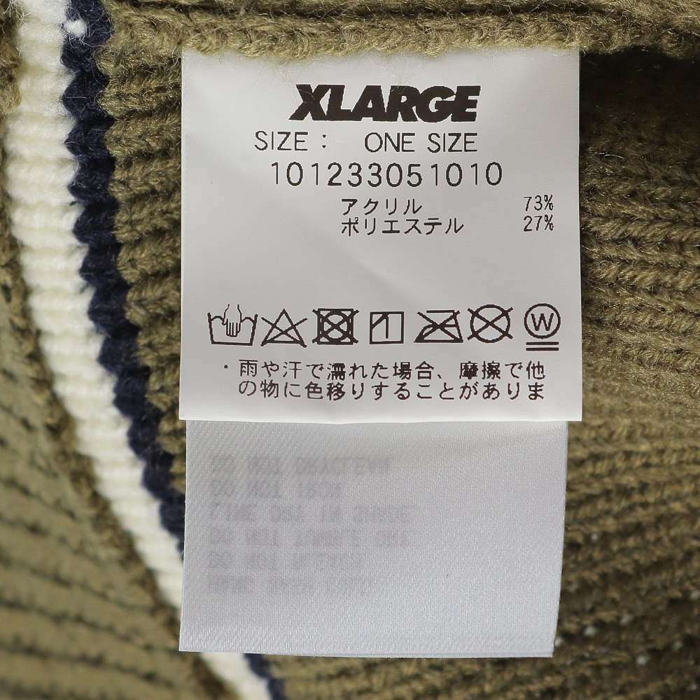 エクストララージ（XLARGE）（メンズ）ニットハット CONTRAST STRIPE CRUSHER HAT 101233051010-OLIVE